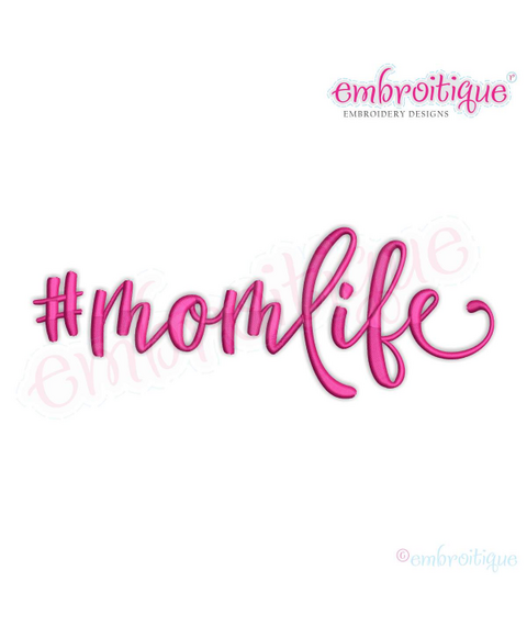 #momlife - hashtag machine embroidery design - Emrboitique