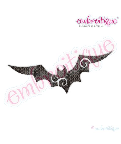 Swirly Flourish Chevron Fill Stitch Bat 2 - Halloween Fall