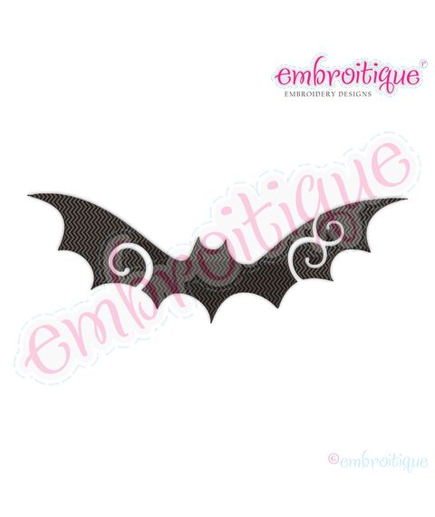 Swirly Flourish Chevron Fill Stitch Bat 1 - Halloween Fall