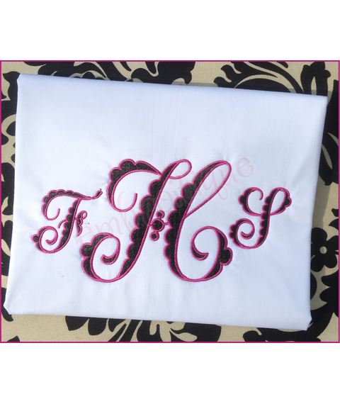 Fallyn Filled Monogram Set - girly, lacy alphabet -  Embroitique Machine Embroidery Design