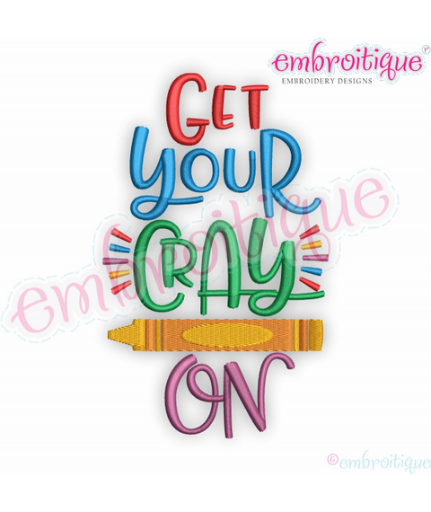 Get Your Cray On - adorable design for back to school!  -Embroitique Machine Embroidery Design