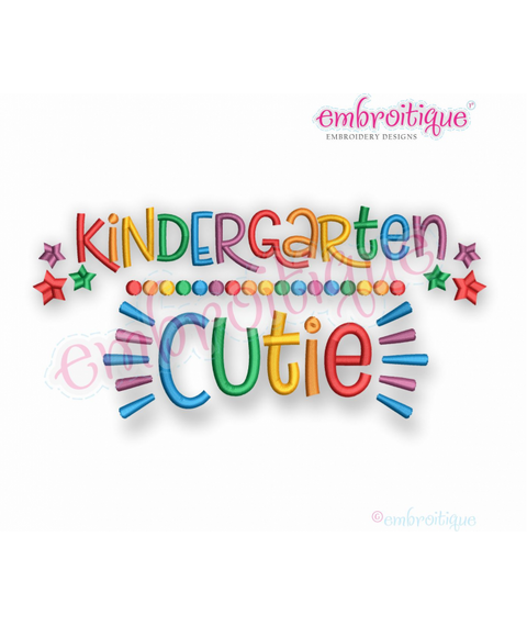 Kindergarten Cutie - Back to school design girls  Embroitique Machine Embroidery Design