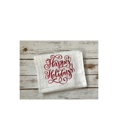 Happy Holidays Calligraphy Circle Christmas Design for Machine Embroidery, 2 image