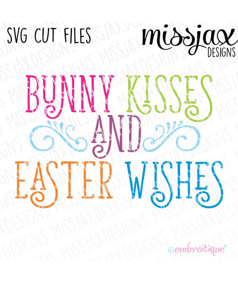 Bunny Kisses and Easter Wishes Curly Cute Easter SVG Cut File