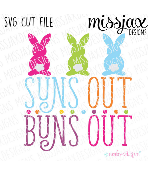 Suns out Buns Out - Cute Curly Easter Bunny SVG Cut File