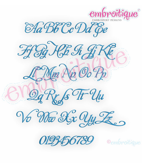Mulberry Road Set 1 - Alphabet & Numbers Font - Italic Script -  0.75", 1", 1.5", 2", 2.5", 3"