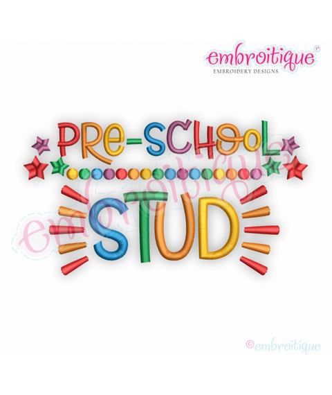 Pre-School Stud - back to school boys -   Embroitique Machine Embroidery Design