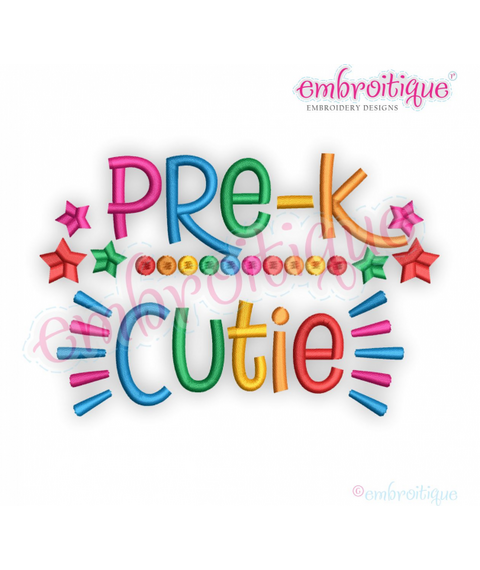 Pre-K Cutie - back to school girls -  Embroitique Machine Embroidery Design