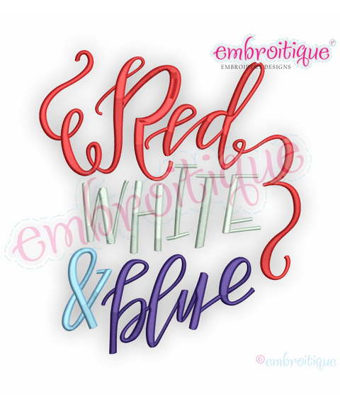 Red White & Blue with swirls - Embroitique Machine Embroidery Design