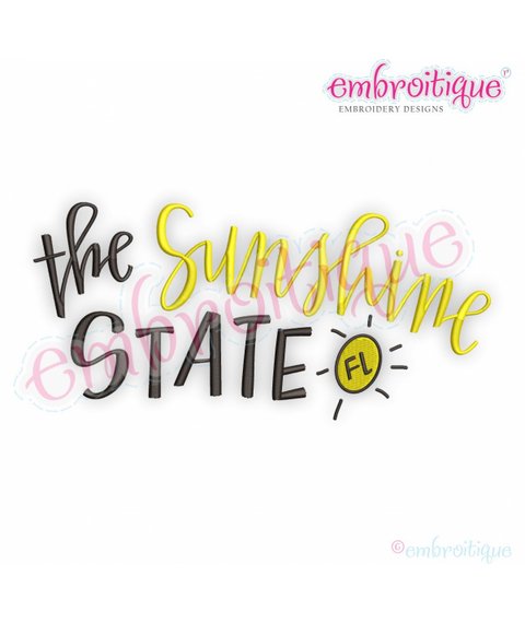 The Sunshine State Florida - Embroitique Machine Embroidery Design