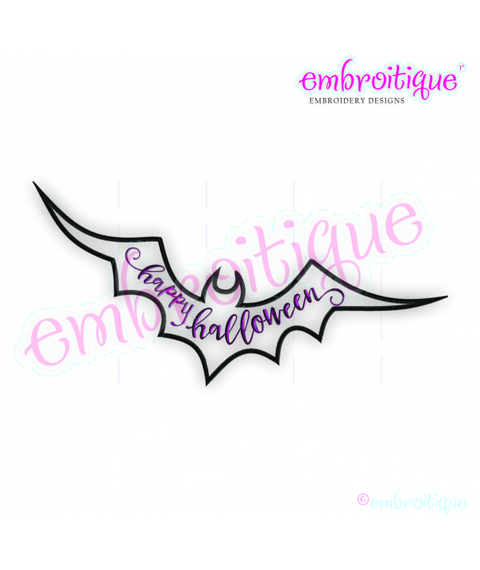Happy Halloween Bat - Applique - Embroitique Machine Embroidery Design
