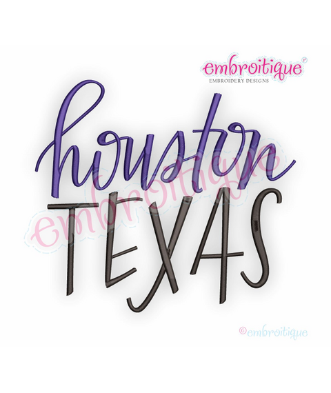 Houston Texas - Embroitique Machine Embroidery Design