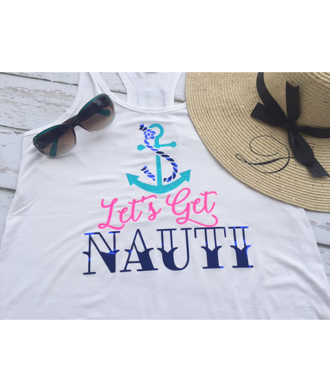 Let's get Nauti with anchor and rope Funny Beach nautical SVG Cut File