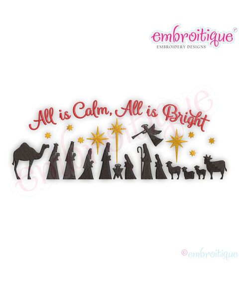 All Is Calm All Is Bright Manger - Holiday -Christmas Machine Embroidery Design