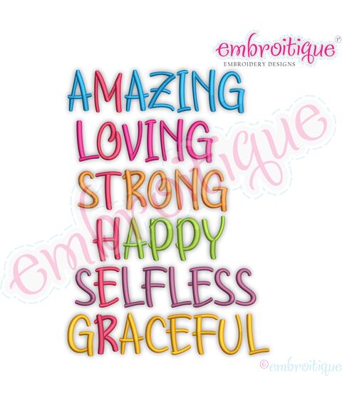 MOTHER Amazing Loving Strong Happy Selfless Graceful