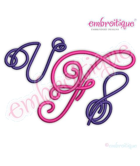 Featherly Monogram Set -Small Sizes -  Script Italics Font, 4 image
