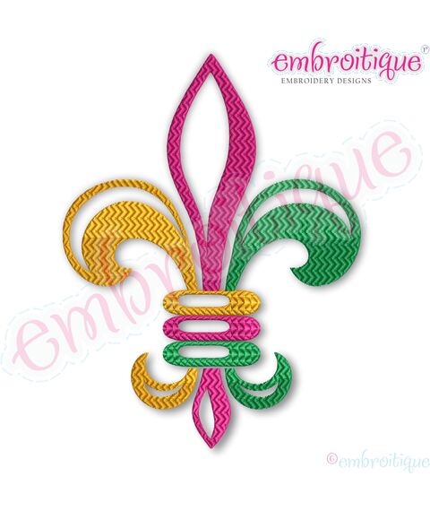 Fleur de Lis Open Madri Gras French Pattern Fill Stitch Machine Embroidery Design