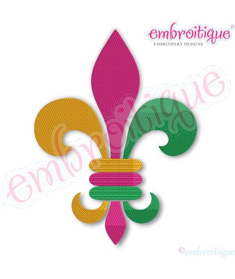 Embroitique Fleur De Lis French  Mardi Gras Solid Chevron Fill Stitch Set Machine Embroidery Design