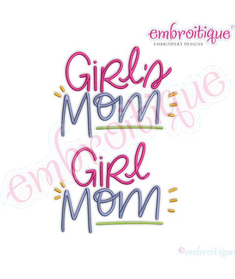 Girls mom - mom of girls Mother's Day Parenting Parenthood Embroitique Machine Embroidery Design