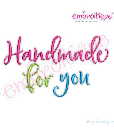 Handmade for you Hand Made DIY Project Gift  Embroitique Machine Embroidery Design