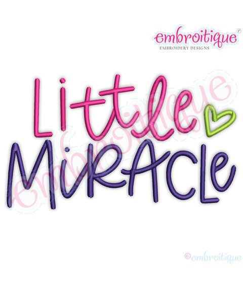 Little Miracle Baby Newborn Embroitique Machine Embroidery Design Pattern File