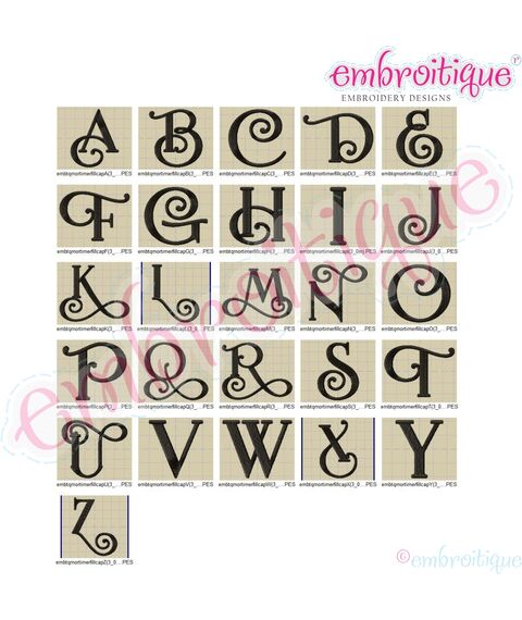 Mortimer Monogram Medium Fill Stitch Curly & Block Font, 3 image