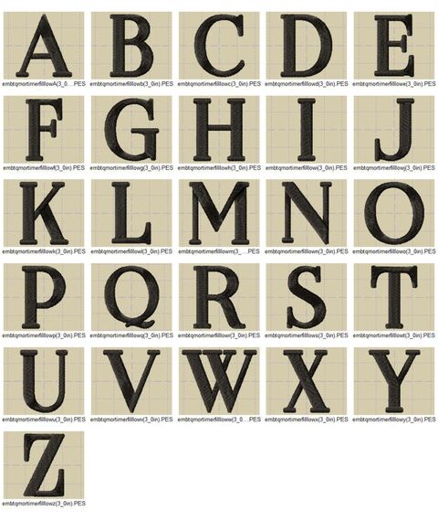 Mortimer Monogram Medium Fill Stitch Curly & Block Font, 4 image