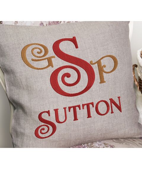 Mortimer Monogram Medium Fill Stitch Curly & Block Font, 2 image