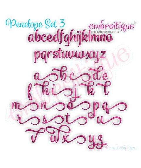 Penelope Super Set - Exclusive Calligraphy Script Monogram Alphabet Font for Machine Embroidery, 7 image