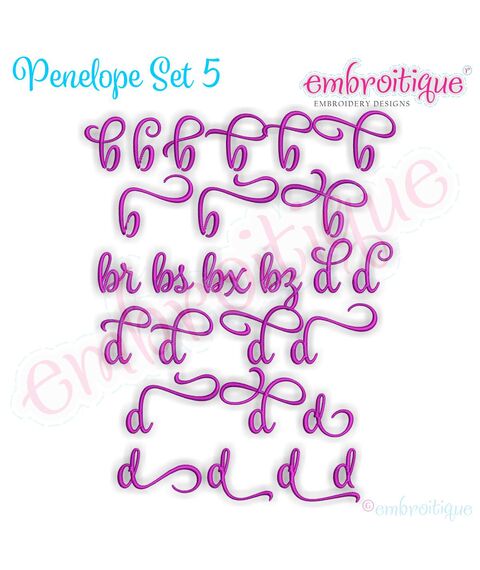 Penelope Super Set - Exclusive Calligraphy Script Monogram Alphabet Font for Machine Embroidery, 11 image