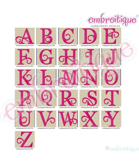 Sandi Monogram Font - Curly Classic Upright- MEDIUM, 3 image